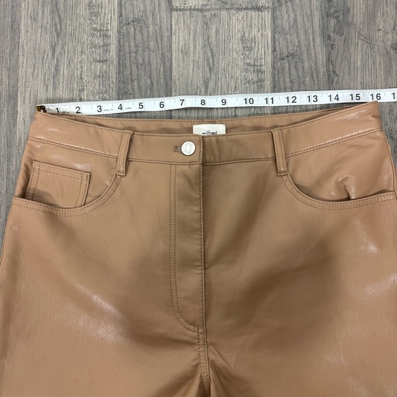 Aritzia Wilfred Constant Camel Faux Vegan Leather Pants SZ 12 Tall - Picture 11 of 16